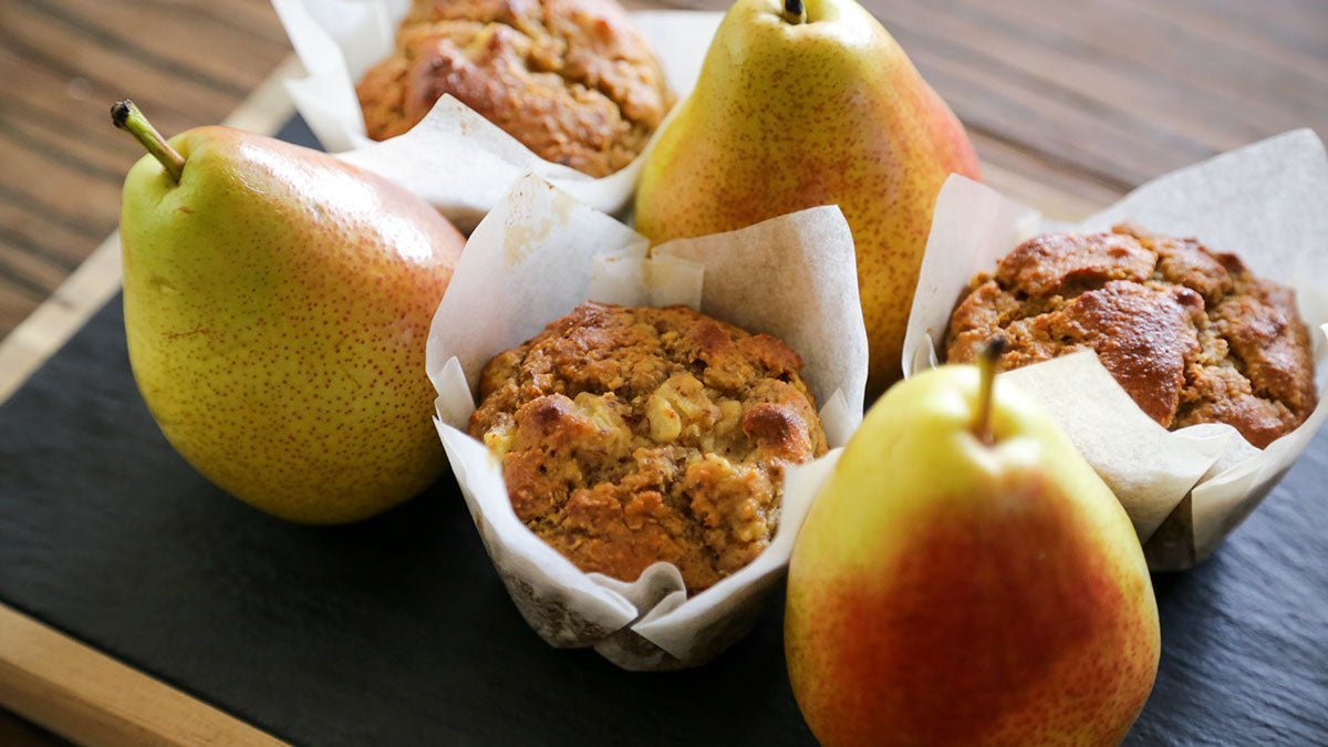 Low Carb Pear and Walnut Muffins