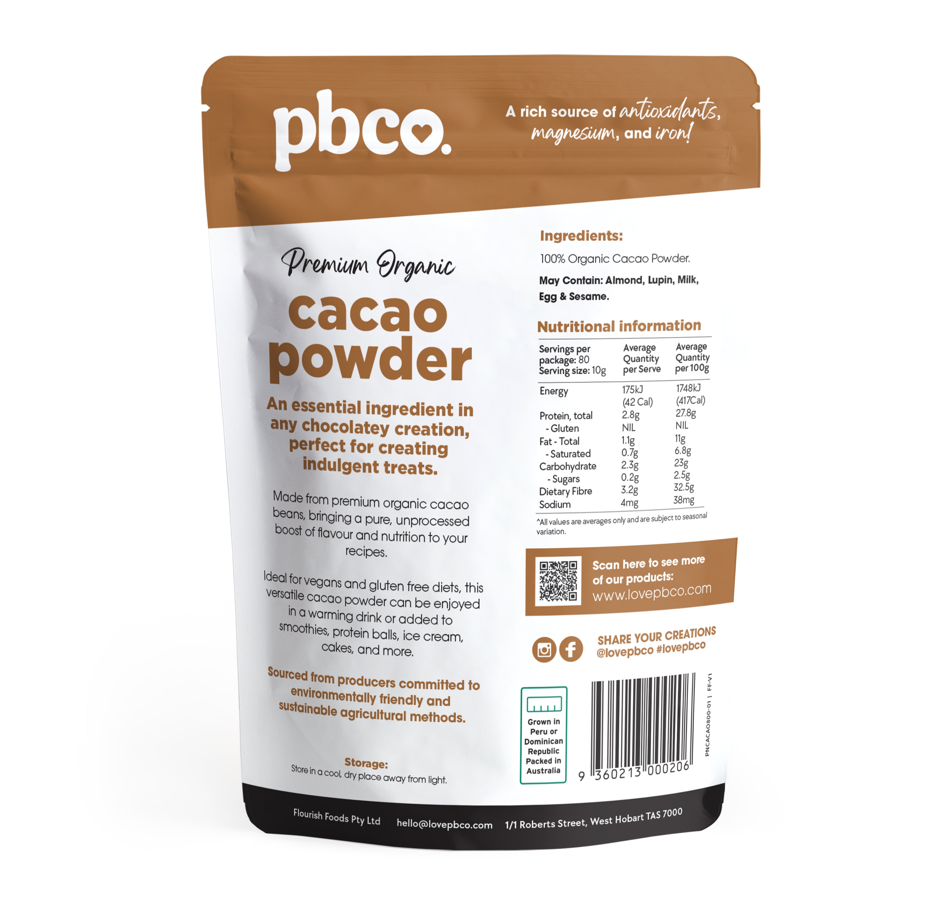Organic Cacao Powder - 800g - Low carb & sugar free Pantry - Just $35.16! Shop now at PBCo.