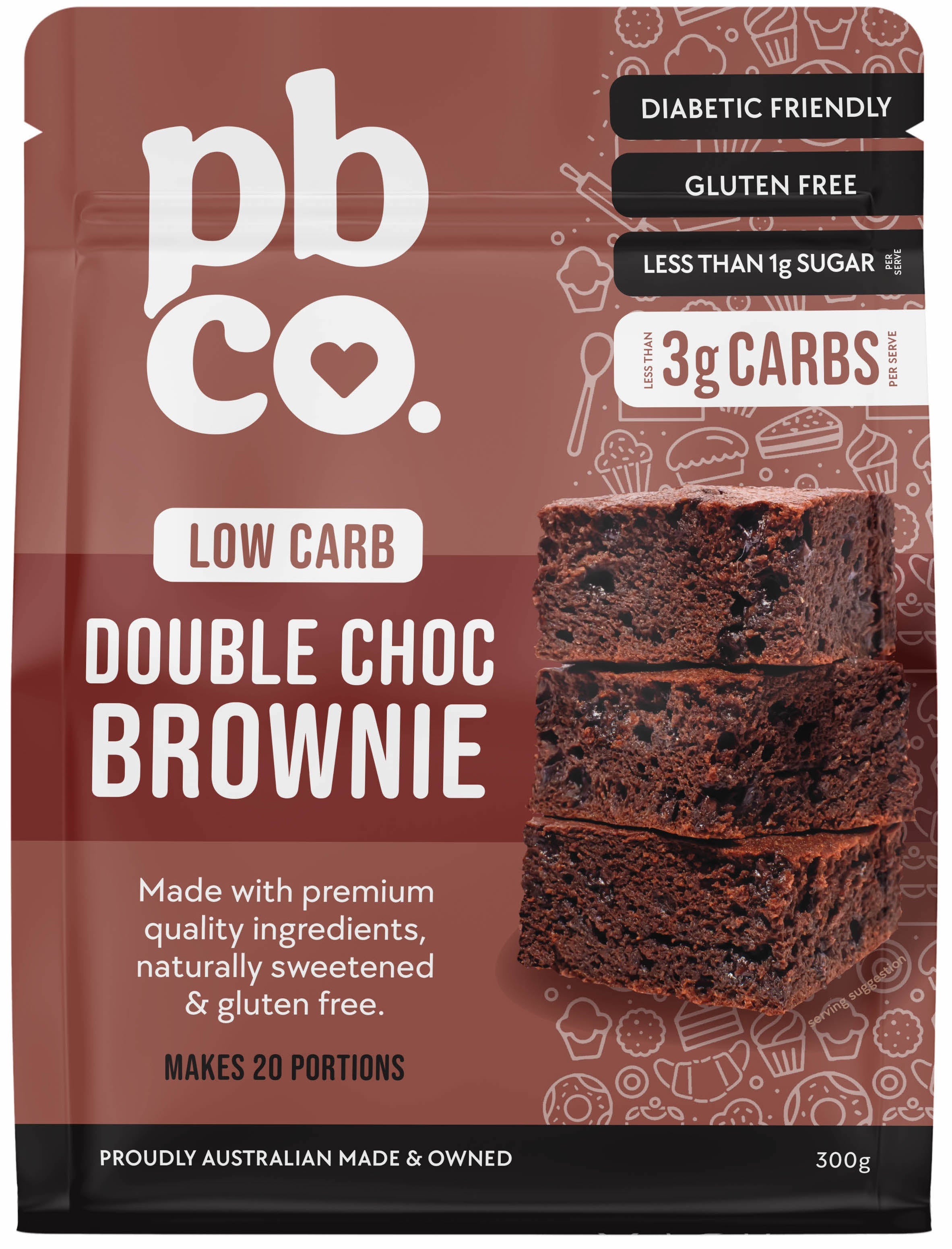 Low Carb Double Choc Brownie Mix - 300g | Low Carb Baking Mixes by PBCo.