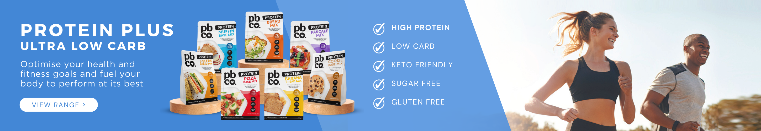 PBCo Lifestyle Foods protein plus ultra low carb range product banner
