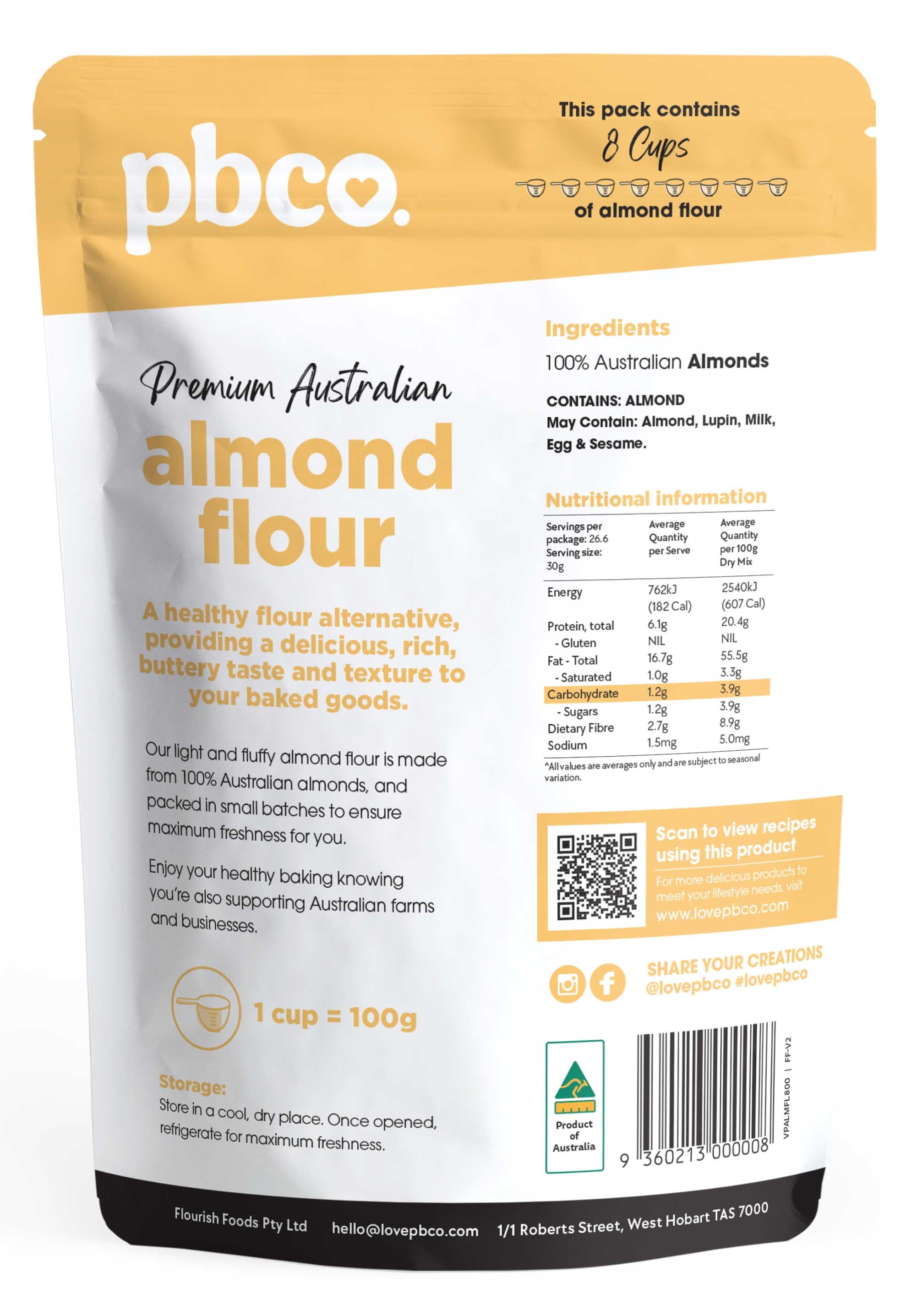 Almond Flour - 800g - Low carb & sugar free Pantry Staples - Just $24.95! Shop now at PBCo.