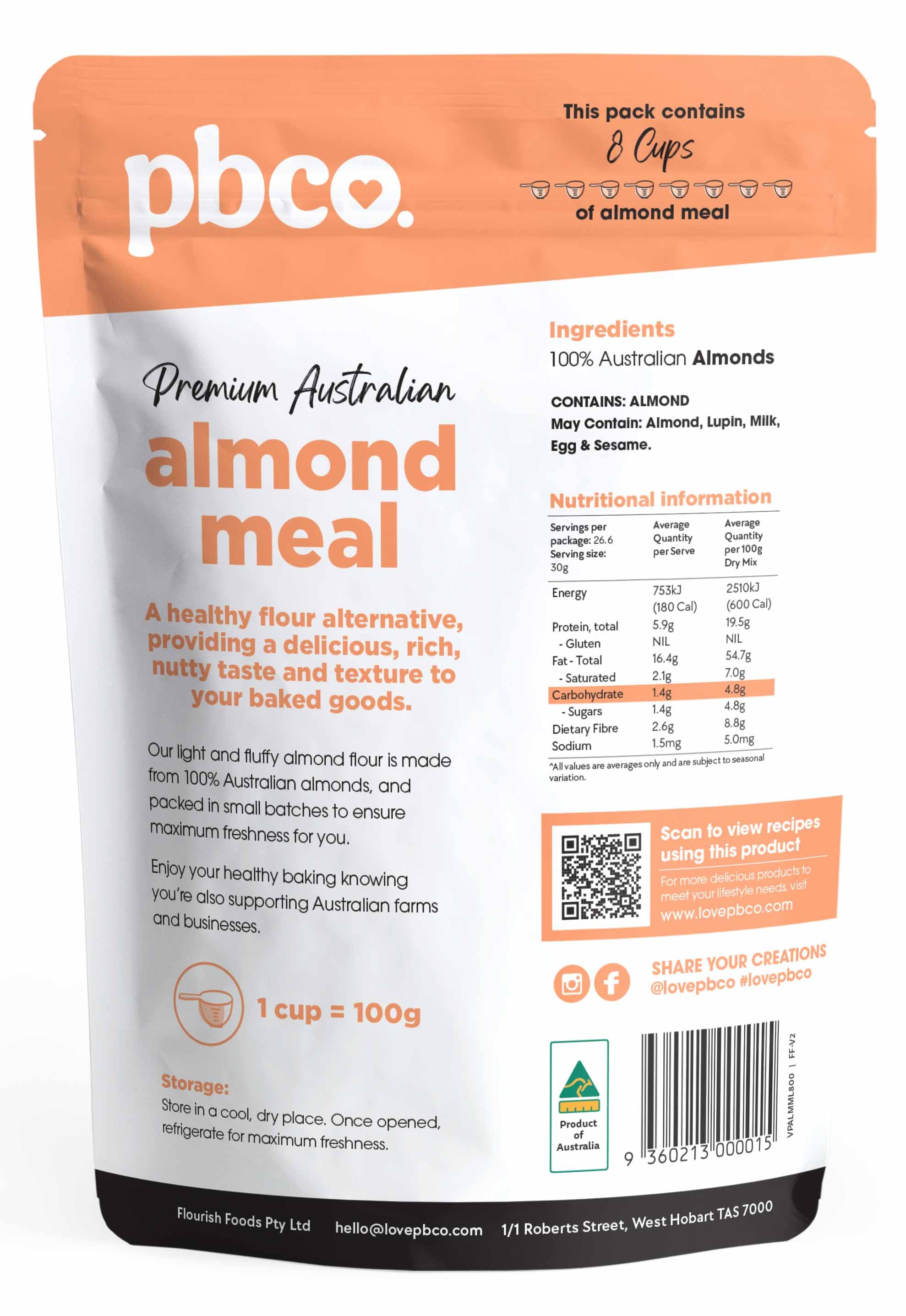 Australian Almond Meal - 800g - Low carb & sugar free Pantry - Just $22.95! Shop now at PBCo.