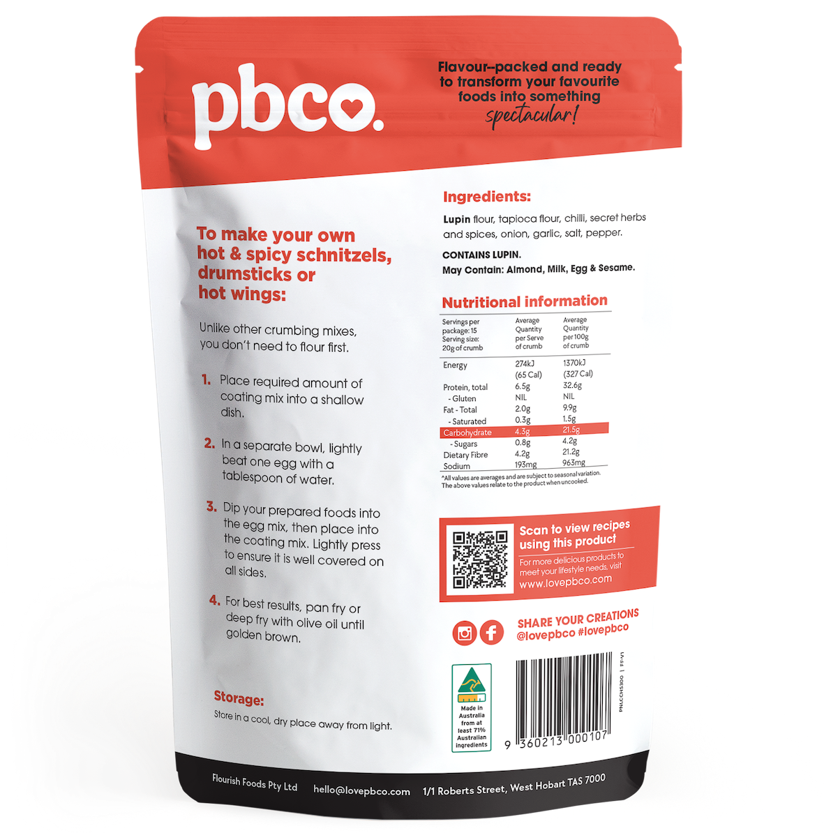 Hot & Spicy Southern-Style Low Carb Crumb Coating - 300g - Low carb & sugar free Pantry Staples - Just $9.95! Shop now at PBCo.