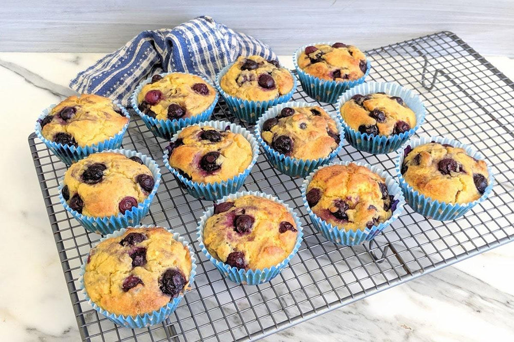 Low Sugar Blueberry Muffins
