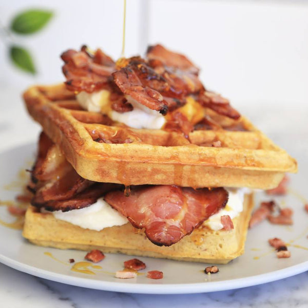 Low Carb Waffles with Bacon, Ricotta & Maple - PBCo.