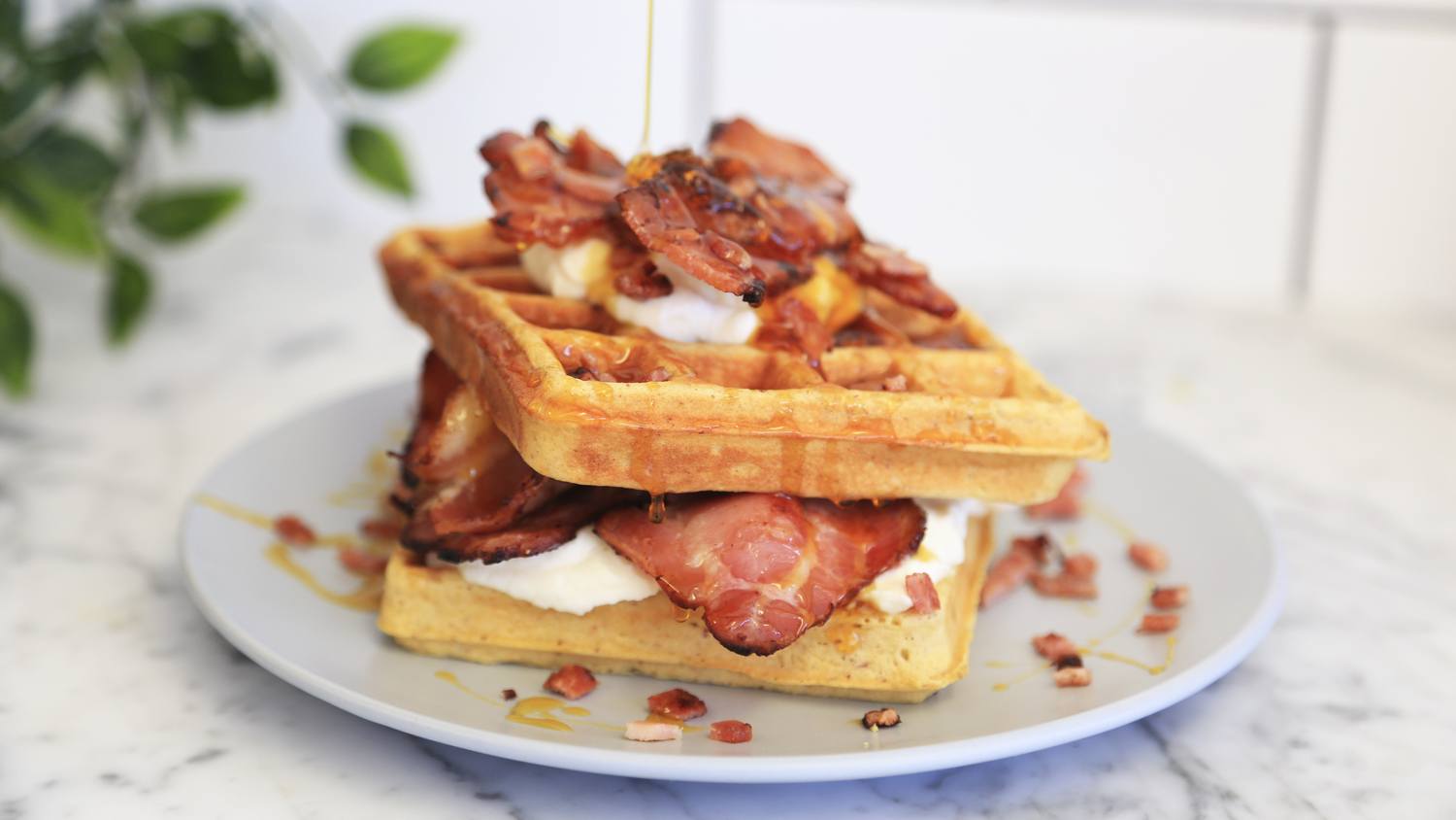 Low Carb Waffles with Bacon, Ricotta & Maple - PBCo.