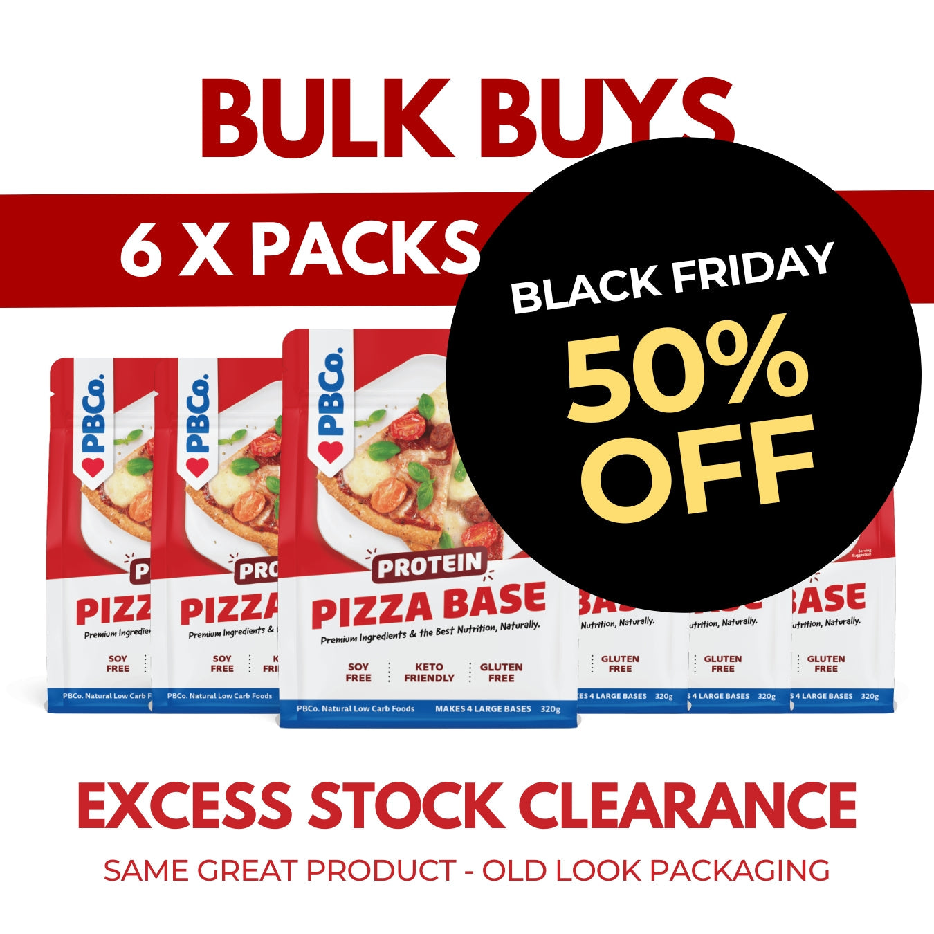 6 x Protein Pizza Base Mix 320g - BULK BUY CLEARANCE - Low carb & sugar free Protein + Ultra Low Carb Baking Mixes - Just $44.85! Shop now at PBCo.