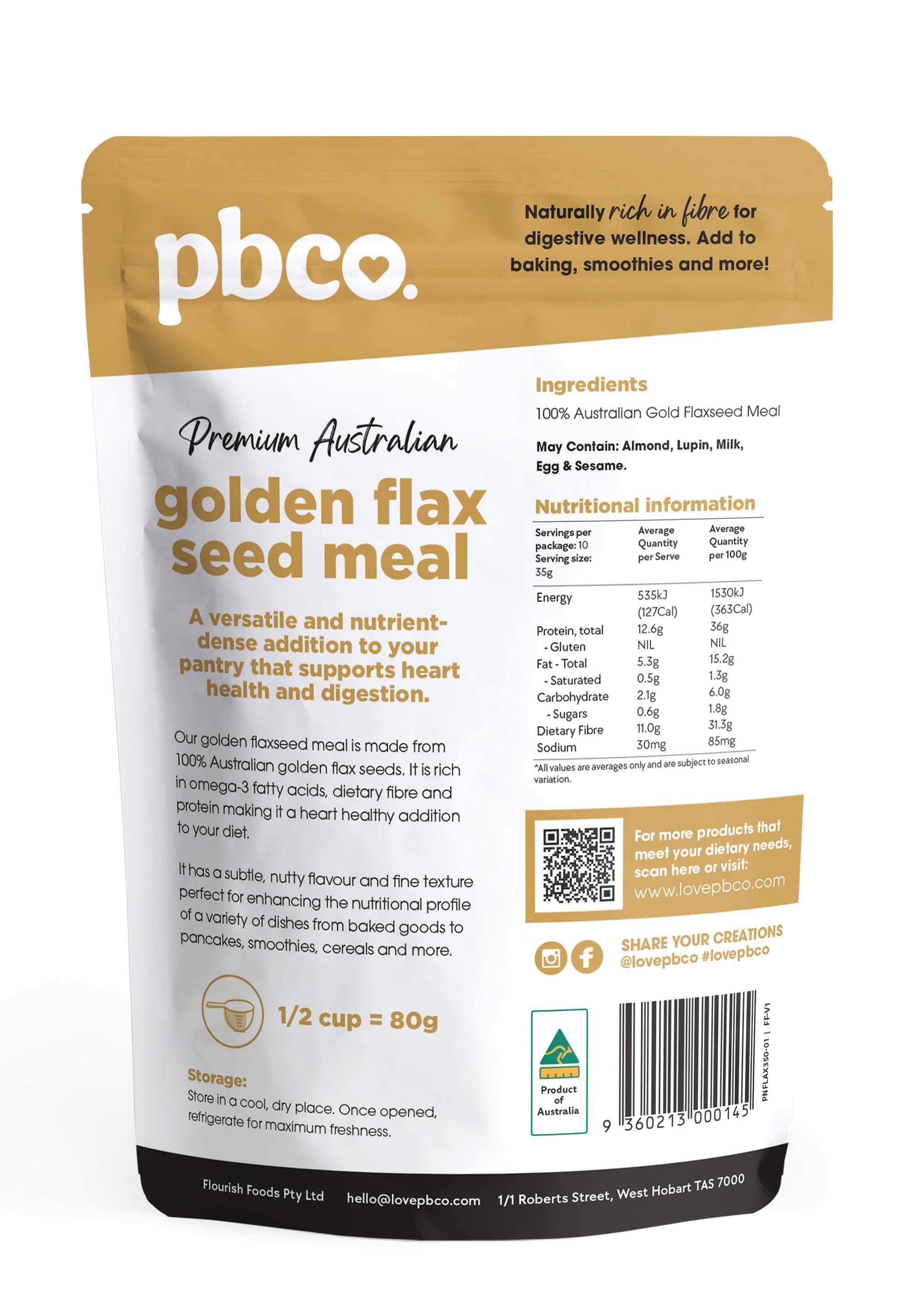 Australian Golden Flaxseed Meal - 350g - Low carb & sugar free Pantry Staples - Just $12.95! Shop now at PBCo.