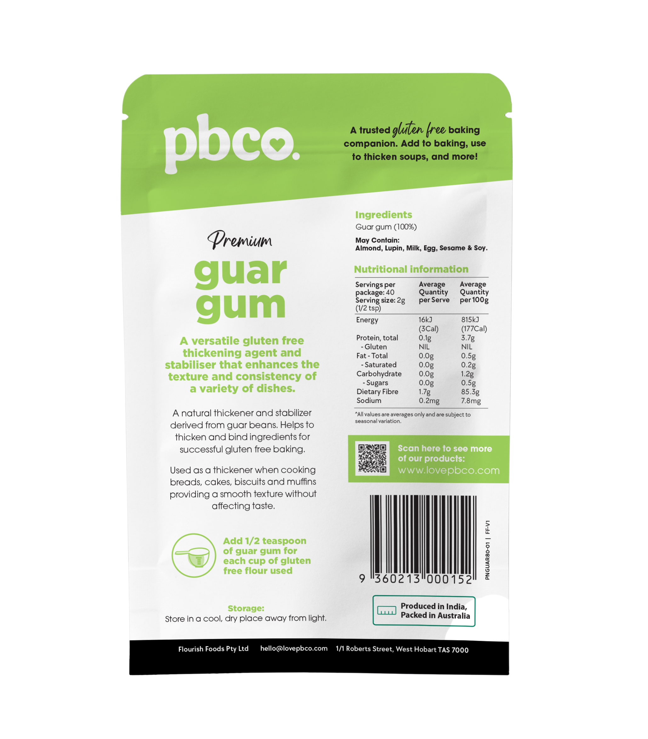 Guar Gum - 80g - Low carb & sugar free Pantry Staples - Just $6.95! Shop now at PBCo.