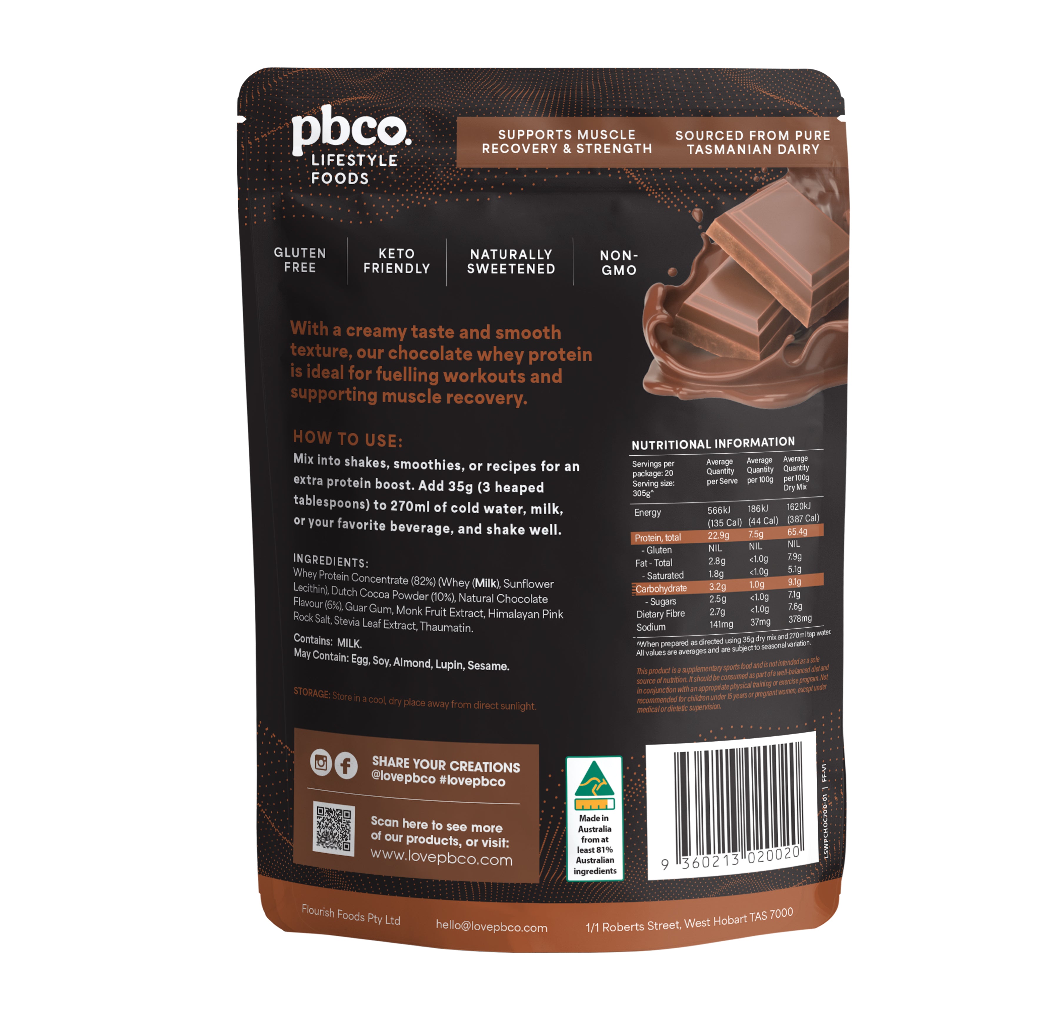 Whey Protein Chocolate - 245g - Low carb & sugar free Lifestyle Support - Just $29.95! Shop now at PBCo.