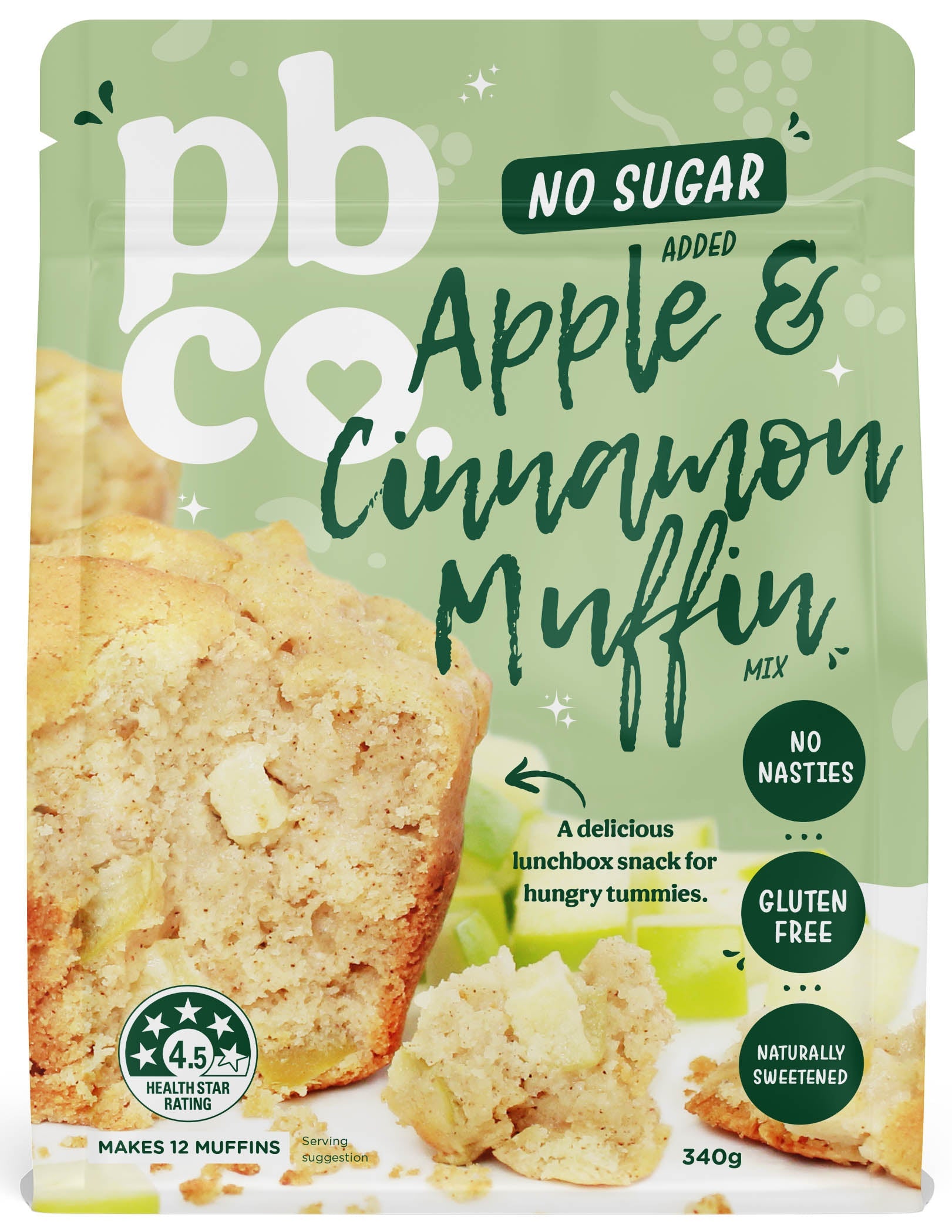 No Sugar Added Apple & Cinnamon Muffin - 340g - Low carb & sugar free Sensibly Sweet Baking Mixes - Just $10.95! Shop now at PBCo.