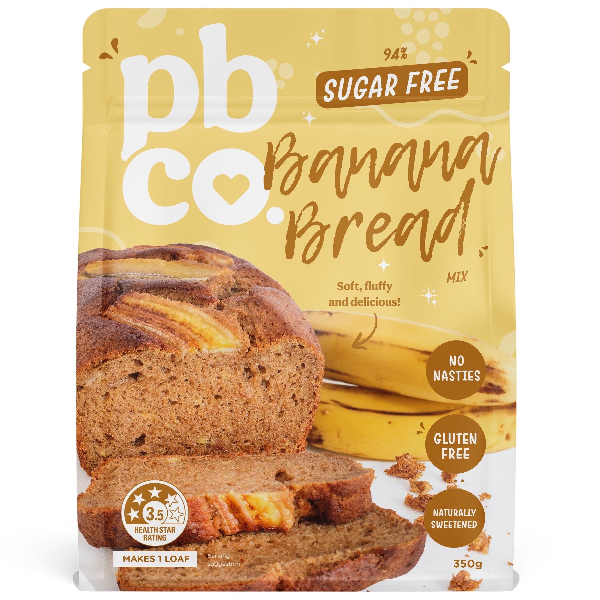 94% Sugar Free Banana Bread Mix - 350g - Low carb & sugar free Sensibly Sweet Baking Mixes - Just $9.56! Shop now at PBCo.
