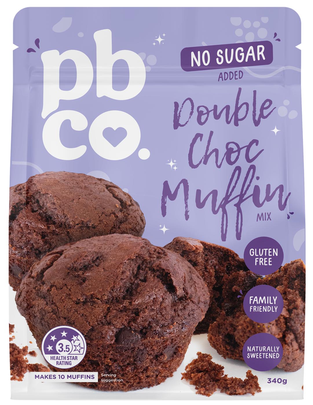 No Sugar Added Double Choc Muffin Mix - 340g - Low carb & sugar free Sensibly Sweet Baking Mixes - Just $11.95! Shop now at PBCo.