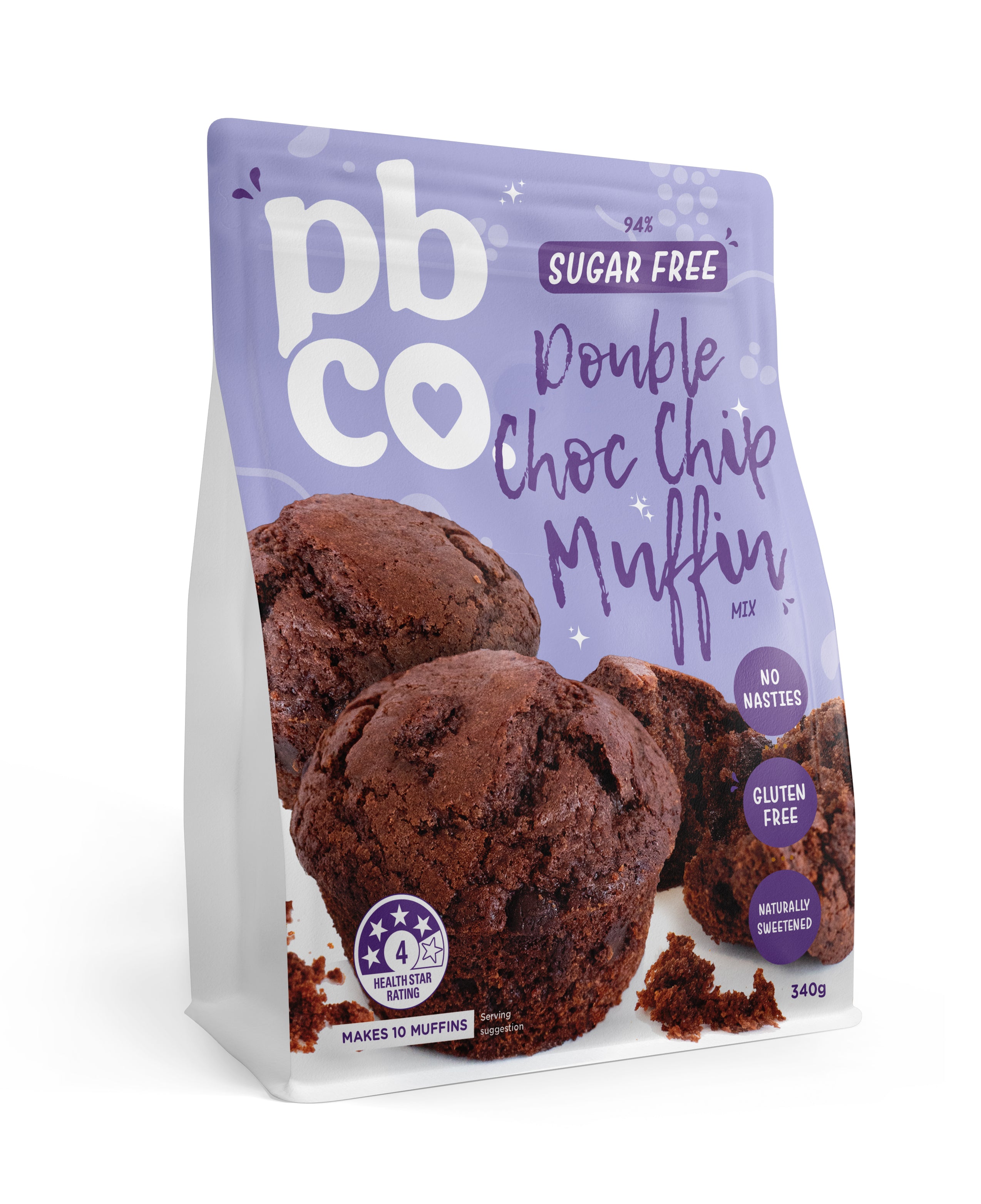 94% Sugar Free Double Choc Chip Muffin Mix - 340g - Low carb & sugar free Sensibly Sweet Baking Mixes - Just $11.95! Shop now at PBCo.