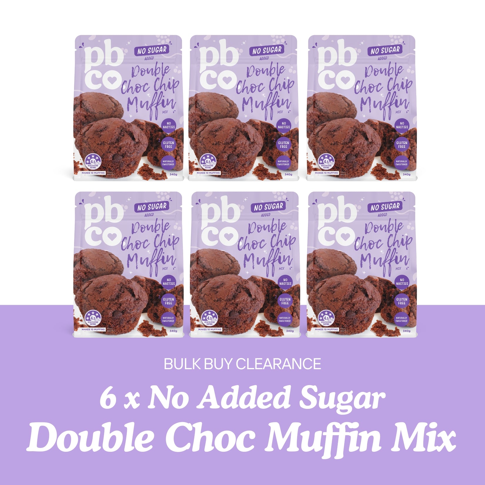 Bulk Buy - 6 x No Sugar Added Double Choc Muffin Mix - Low carb & sugar free Sweetly Free - Just $46.62! Shop now at PBCo.