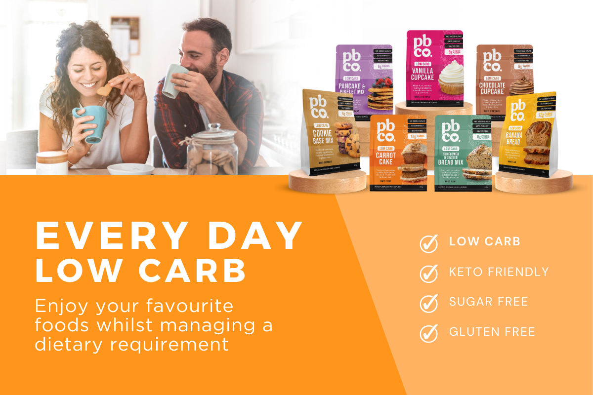 PBCo Lifestyle Foods every day low carb product range mobile banner
