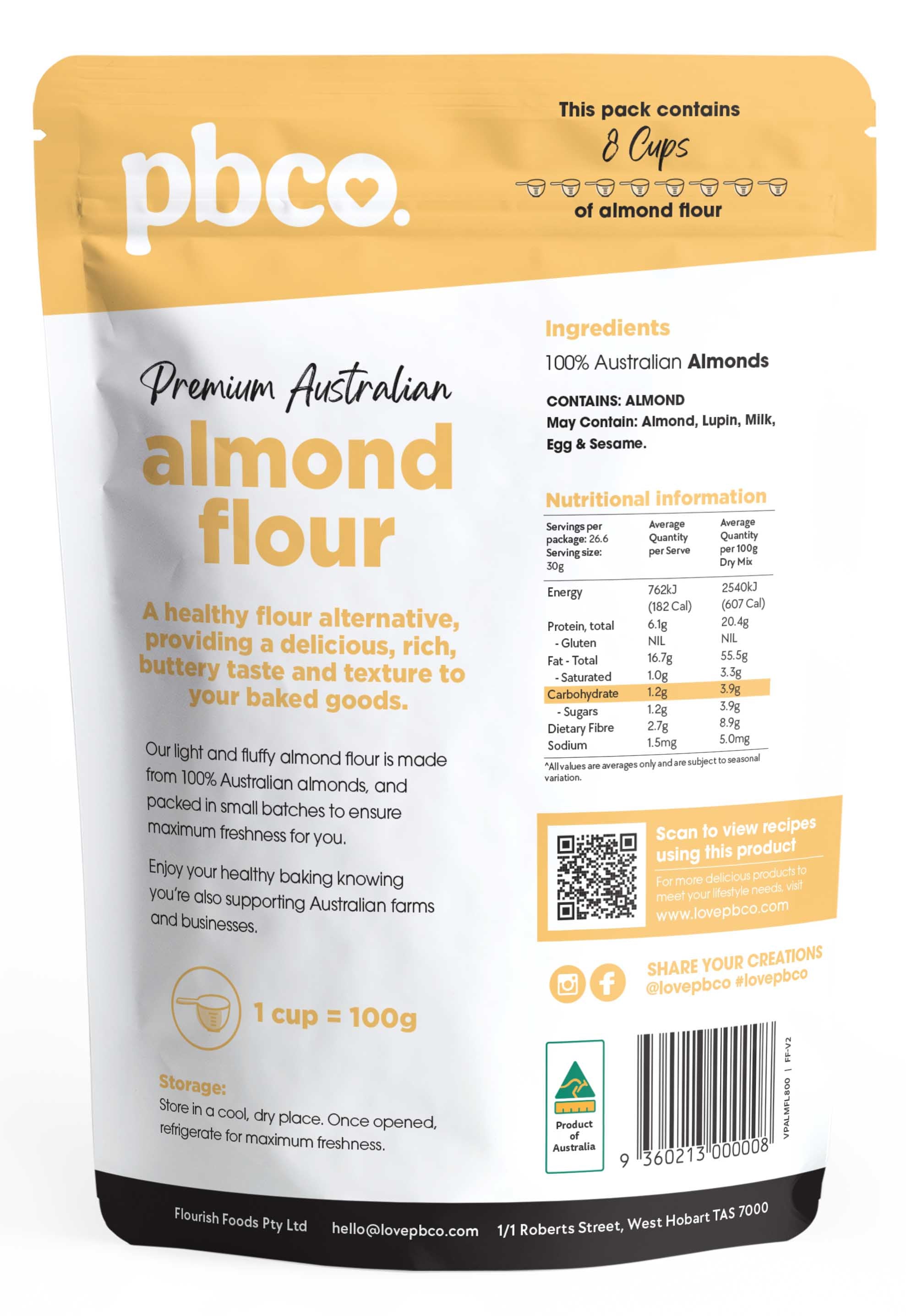 Almond Flour - 800g - Low carb & sugar free Pantry Staples - Just $17.06! Shop now at PBCo.