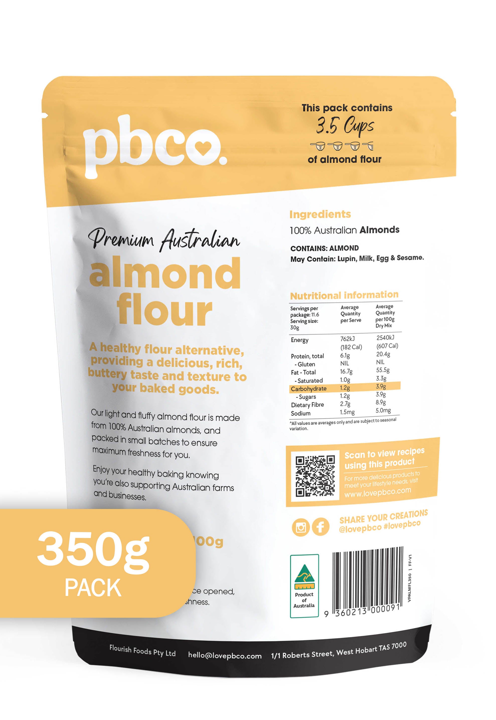 Australian Almond Flour - 350g - Low carb & sugar free Pantry - Just $9.77! Shop now at PBCo.