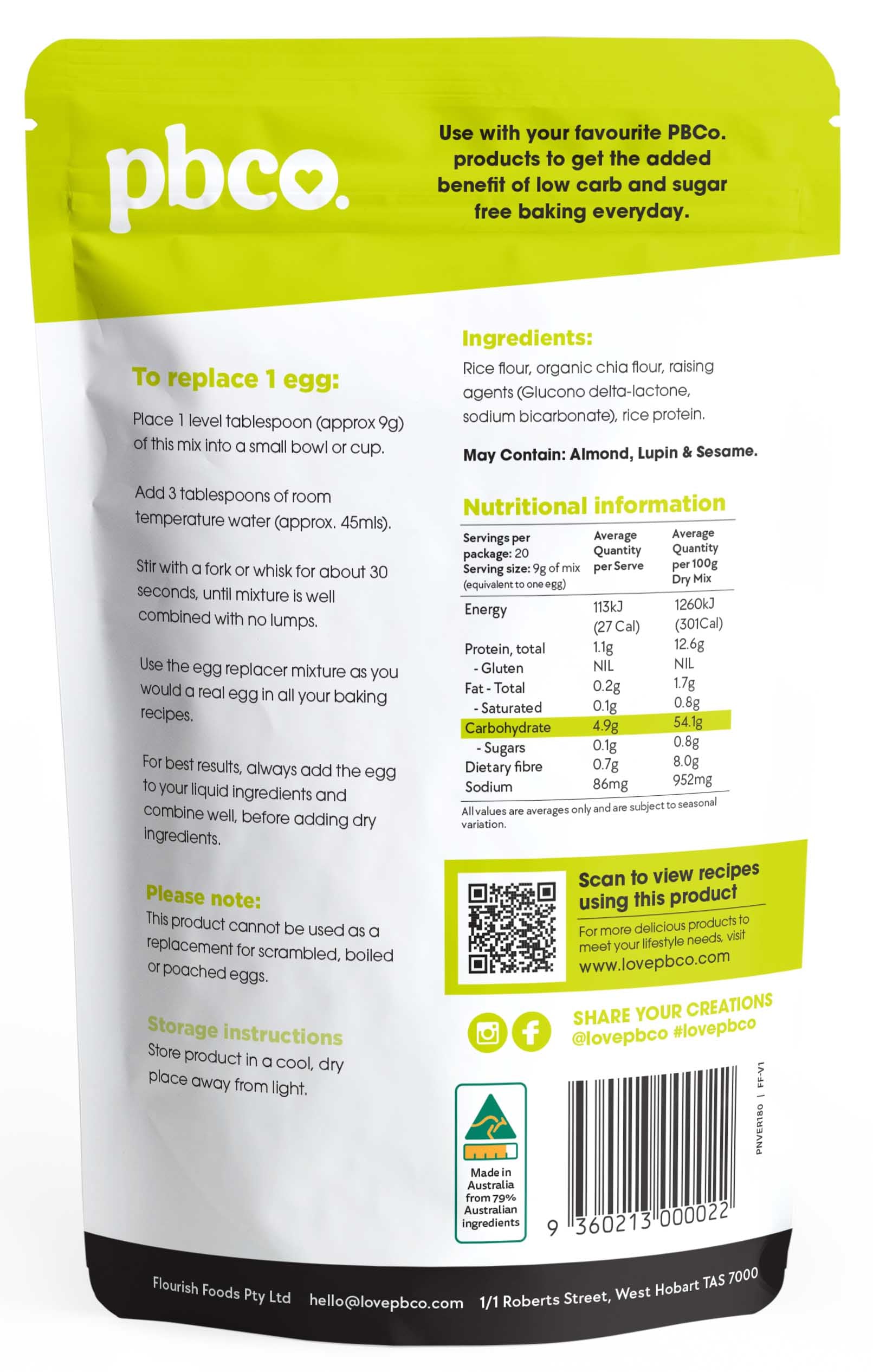 Vegan Egg Replacer - 180g - Low carb & sugar free Pantry Staples - Just $8.95! Shop now at PBCo.
