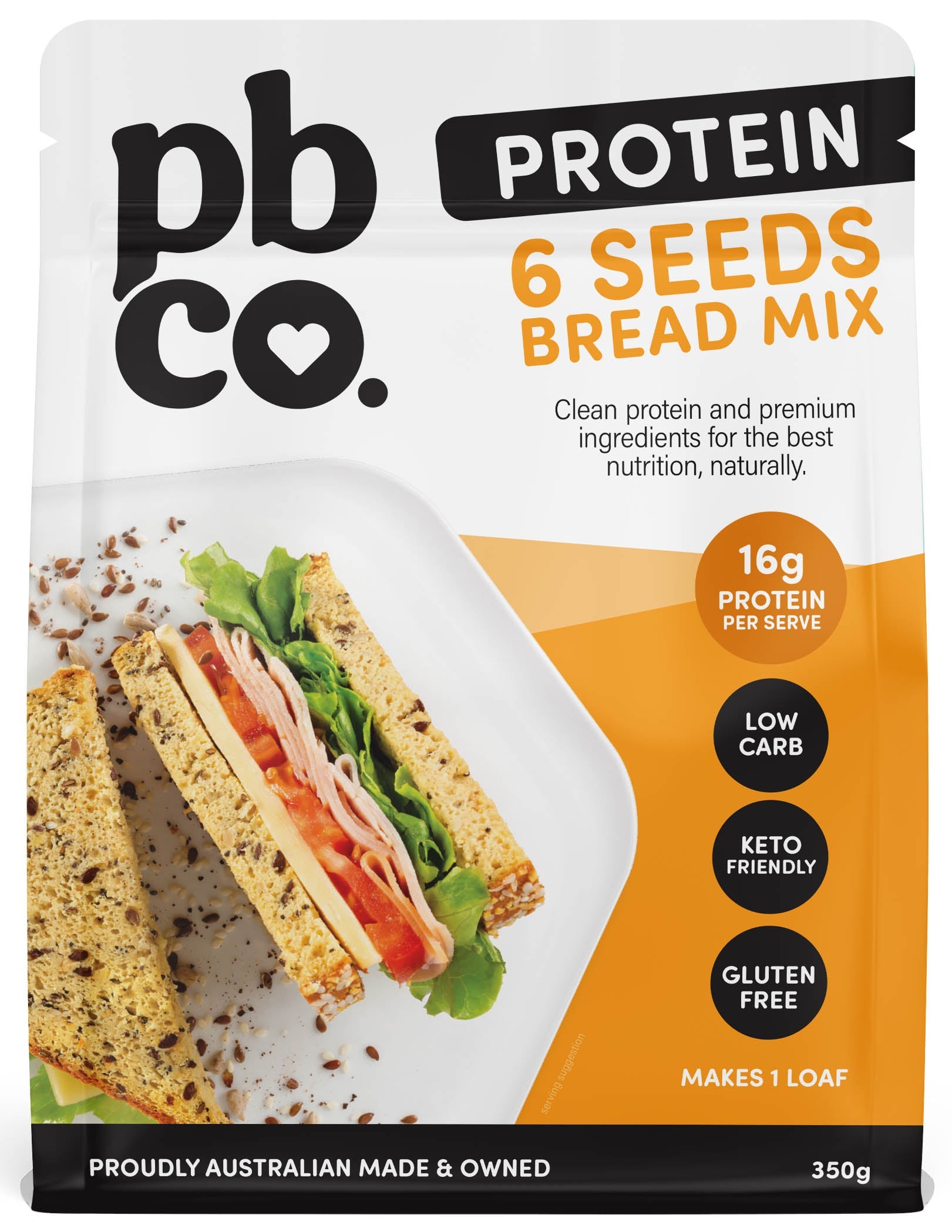 Protein 6 Seeds Bread - 350g - Low carb & sugar free Protein Baking Mixes - Just $14.95! Shop now at PBCo.