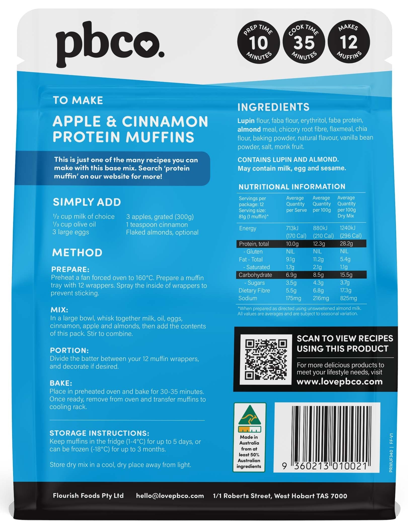 Protein Muffin Mix - 340g - Low carb & sugar free Protein Baking Mixes - Just $14.95! Shop now at PBCo.