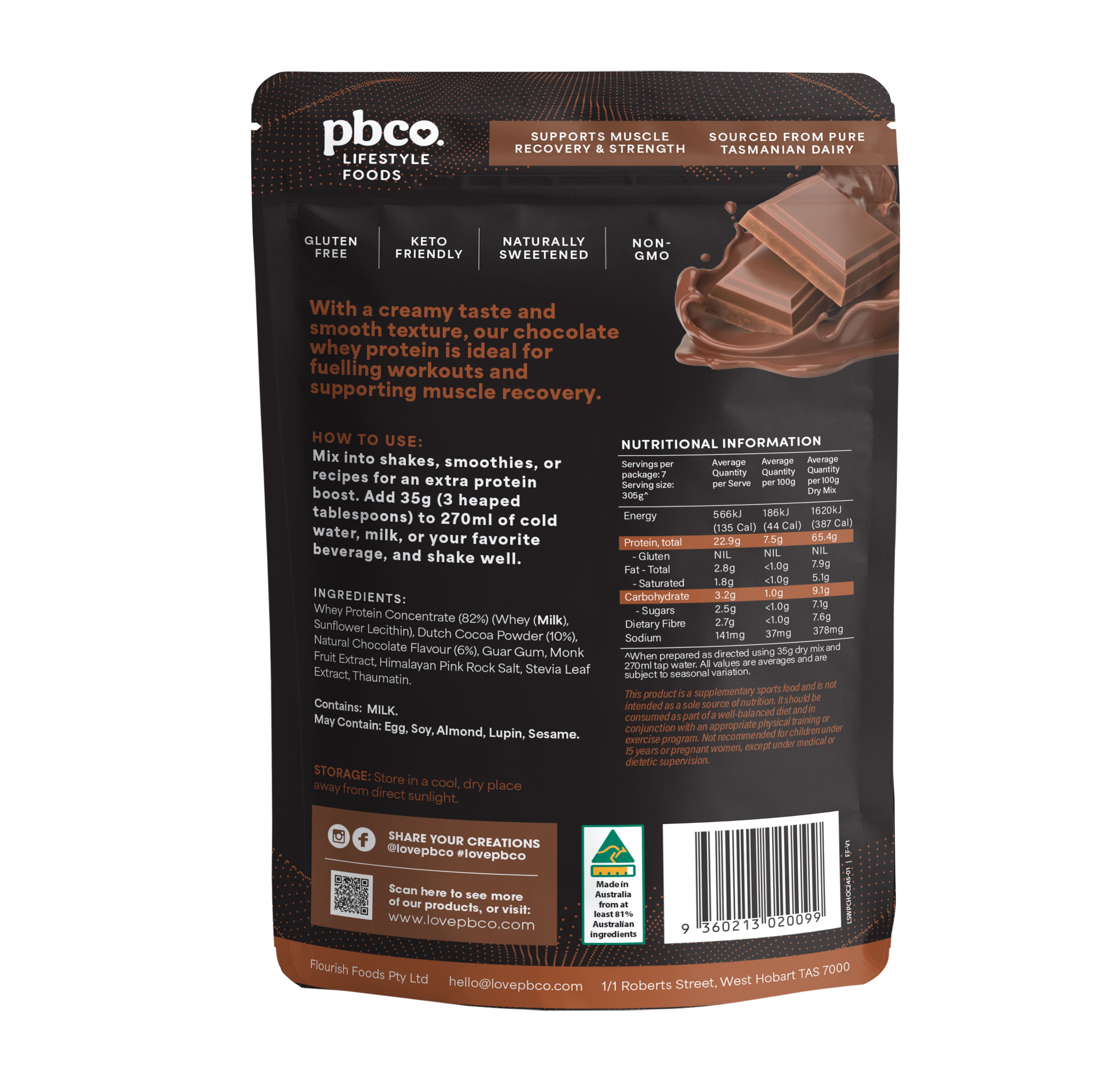 Whey Protein Chocolate - 245g - Low carb & sugar free Lifestyle Support - Just $29.95! Shop now at PBCo.