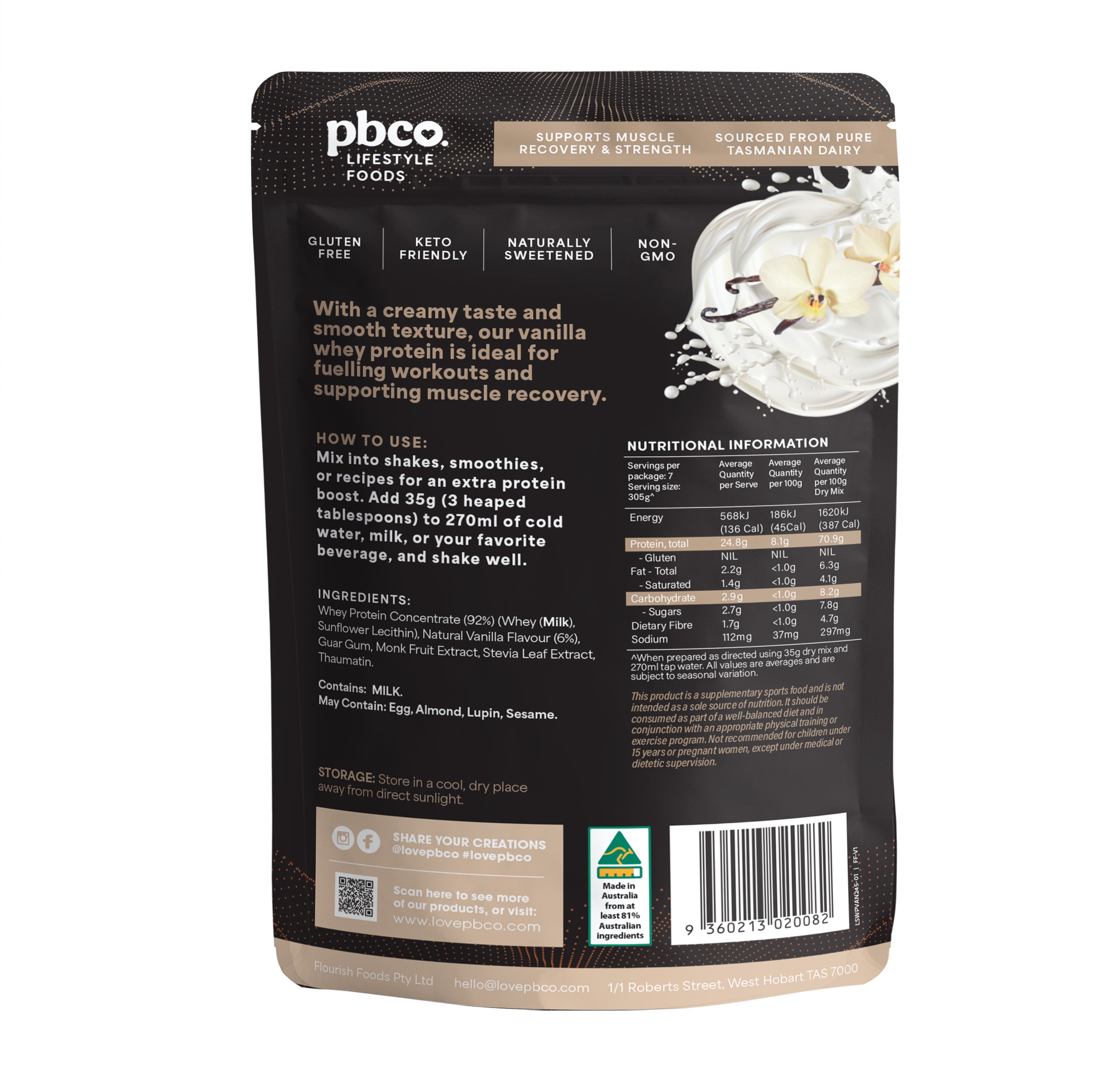 Whey Protein Vanilla - 245g - Low carb & sugar free Lifestyle Support - Just $29.95! Shop now at PBCo.