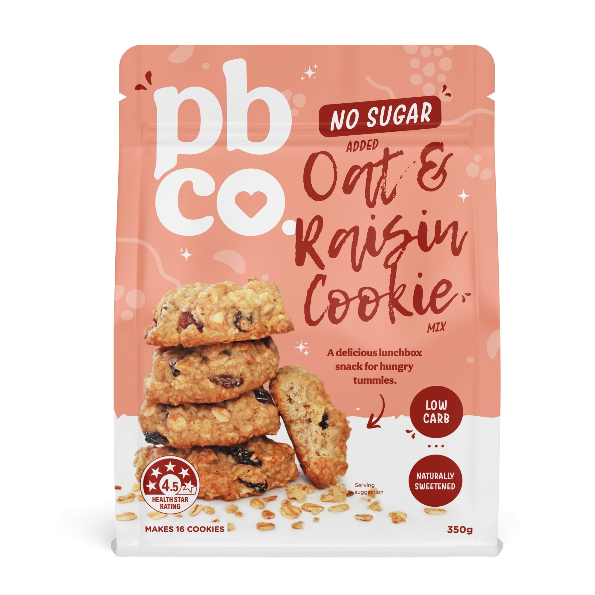 No Sugar Added Oat & Raisin Cookie - 350g - Low carb & sugar free Sensibly Sweet Baking Mixes - Just $4.75! Shop now at PBCo.