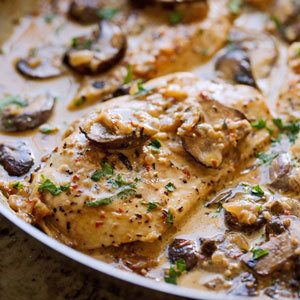 Chicken Boscaiola With Mushroom In Pan