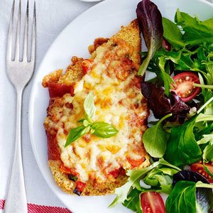 Chicken Parmigiana And Salad On Plate