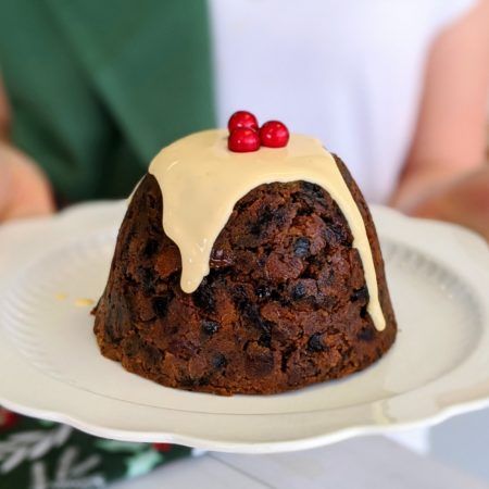 Low Carb Christmas Pudding on a plate