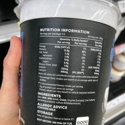 Coles High Protein Yoghurt - Back of pack